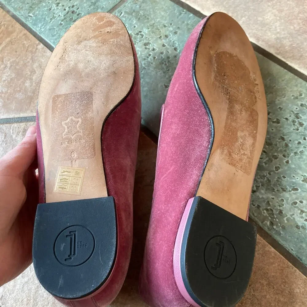 Jon Josef Womens Pink Velvet Vermont Ski Smoking Flat Gatsby Loafers Size 6 RARE